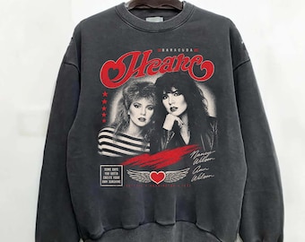 Sudadera Comfort Colors 80s Heart Band con estampado de banda de rock, camiseta retro de rock and roll de los 70, regalo para amantes de la música, camiseta clásica de banda para fans.