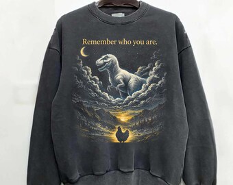 Camiseta Comfort Colors T-Rex Chicken Evolution / Recuerda quién eres Gráfico Divertido Regalo Científico para Amantes de la Paleontología Sudadera de papel