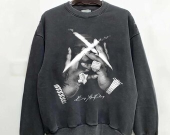 Camiseta BigXthaPlug de estilo gráfico de alta calidad / Camiseta retro de música hip hop vintage de los 90, sudadera de papel