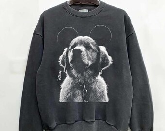 Sudadera Comfort Colors Disney Puppy Golden Retriever con estampado de papel, linda camiseta para viaje de vacaciones Disney, camiseta Disney Dogs, orejas de Mickey Mouse Disney Dog