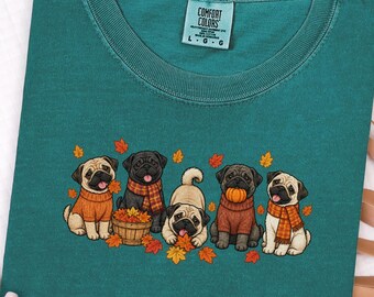 Autumn Dog Shirt, Pug Lover Gift, Fall Dog Mom Shirt, Pug Mama Sweatshirt, Cozy Fall Tee