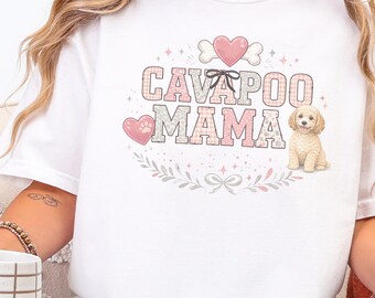 Comfort Colors Cavapoo Mom Shirt, Cavapoo Mama, Dog Owner Gift, Funny Canine Tee, Vintage Floral Doodle Graphic, New Dog Mom Present