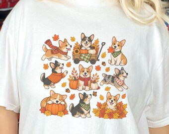 Autumn Corgi Shirt, Corgi Dog Gift, Fall Dog Mom Sweatshirt, Pumpkin Patch Tee, Corgi Lover Gift