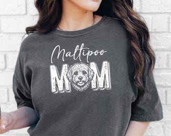 Comfort Colors Maltipoo Mom Shirt, Dog Mama Tee, Vintage Style Animal Lover, Gifts for Dog Owners, Pet Parent Apparel, Small Dog Mom Gift