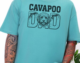 Comfort Colors Cavapoo Dad T-Shirt, Funny Dog Father Tee, Doodle Lover Pet Owner Gift, Vintage Dog Dad Life Apparel, Best Dog Dad Ever