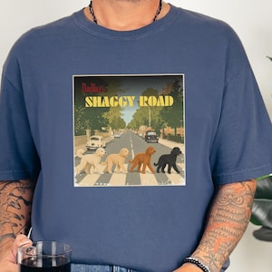 Comfort Colors Beatles Inspired Goldendoodle Shirt, The Doodles Shaggy Road Parody Tee, Retro Classic Rock Band Dog Mom Clothing image 1