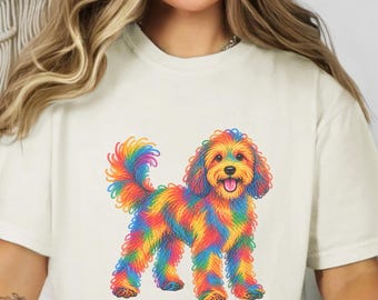 Cavapoo Shirt, Cavapoo Mom Gift, Colorful Dog Tee, Doodle Dog Art, Rainbow Puppy Graphic, Pet Lover Shirt