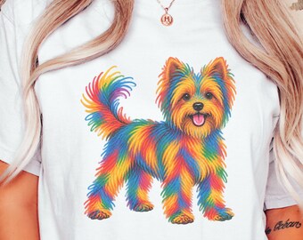 Yorkie Lover Shirt, Yorkie Mom Gift, Colorful Dog Art, Puppy Graphic Tee, Yorkshire Terrier Sweatshirt