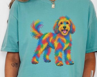 Labradoodle Shirt, Labradoodle Mom Gift, Colorful Dog Art, Rainbow Dog Tee, Doodle Lover Gift, Labradoodle Owner Present, Dog Lover Shirt