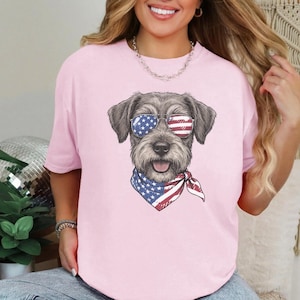 Comfort Colors Patriotic Schnoodle Dog Shirt, Independence Day Dog Mom Sweatshirt, Red White Blue American Flag Dog Lover Tee, Schnoodle Dad Bild 1