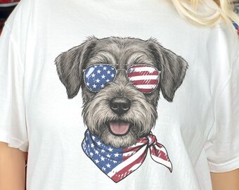 Comfort Colors Patriotic Schnoodle Dog Shirt, Independence Day Dog Mom Sweatshirt, Red White Blue American Flag Dog Lover Tee, Schnoodle Dad
