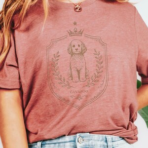 Cavapoo Owner Gift, Royal Dog Portrait Shirt, Vintage Pet Art Tee for Dog Mom and Dad, Custom Cavoodle Crest, Personalized Pet Print image 1
