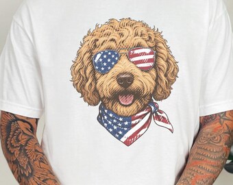Comfort Colors Patriotic Labradoodle American Flag Shirt, Patriotic Goldendoodle Crewneck Sweatshirt, Independence Day 250th Anniversary