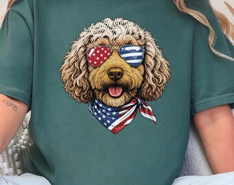 Comfort Colors Patriotic Dog Shirt, Cockapoo Goldendoodle Sweatshirt, American Heritage Independence Celebration Crewneck, Cockapoo Shirt