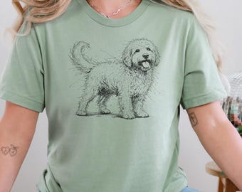 Golden Doodle Shirt  and  Canine Gift, Golden Doodle Sketch Custom Pet Art, Dog Mama Dad Apparel, Labradoodle Lover., Goldendoodle Shirt