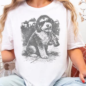 In Dog Beers Funny Aussiedoodle Drinking Beer Shirt, Doodle Dog Gift for Owners, Novelty Pet Humor Tee, Cool Beer Lover Present