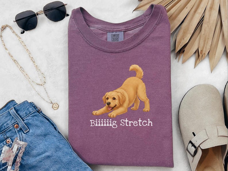 Comfort Colors Cute Dog Art Gift, Biiiiig Stretch Labrador Retriever Shirt, Yellow Lab Mom Tee, Funny Golden Lab Dad, Pet Owner Top image 9