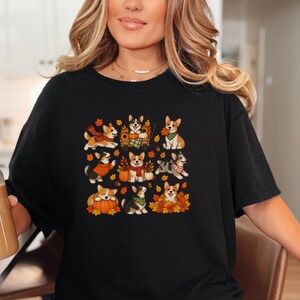 Autumn Corgi Shirt, Corgi Dog Gift, Fall Dog Mom Sweatshirt, Pumpkin Patch Tee, Corgi Lover Gift image 2