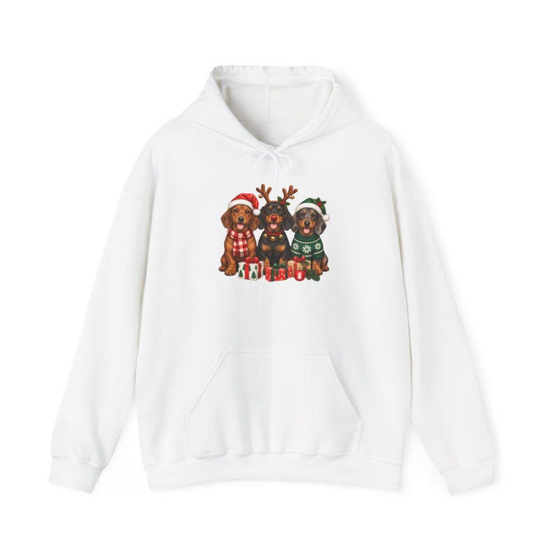 Christmas Dachshund Sweatshirt, Holiday Wiener Dog Shirt, Doxie Mom Gift, Festive Puppy Crewneck, Christmas Dog Lover Gift afbeelding 12