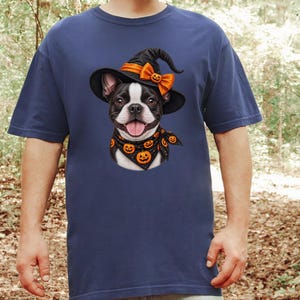 Camiseta de Halloween com Boston Terrier, Presente Assustador para Mãe de Cachorro, Camiseta para Dono de Cachorro Bruxo imagem 5