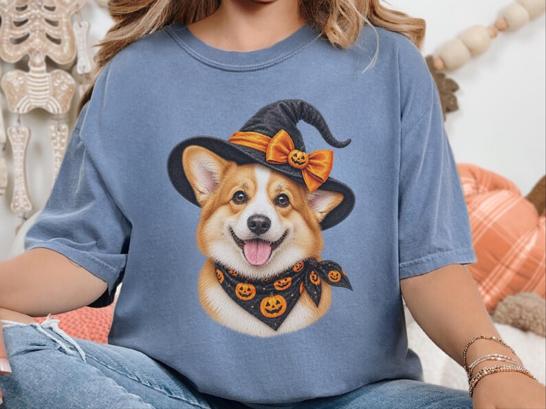 Corgi Halloween Tee, Dog Mom Fall Gift, Spooky Corgi Shirt, Halloween Dog Lover, Corgi Dad Present image 2
