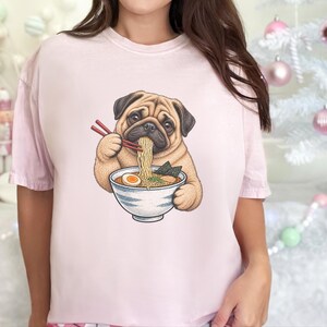 Pug Lover Shirt, Ramen Tee, Noodle Lover Gift, Pug Dad Shirt, Pug Mom Gift, Funny Dog Shirt, Japanese Food Tee, Anime Fan Shirt, Kawaii Food image 5