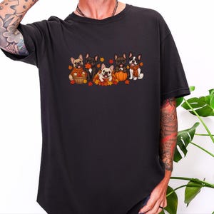 Frenchie Dog Shirt, Fall French Bulldog Gift, Cute Puppy Tee, French Bulldog Mama Shirt, Autumn Dog Lover Sweatshirt image 6