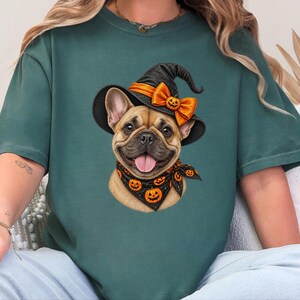 Frenchie Halloween Shirt, Frenchie Mom Gift, Halloween Dog Shirt, French Bulldog Mom Tee, Witch Dog Shirt, Spooky Dog Mom image 1