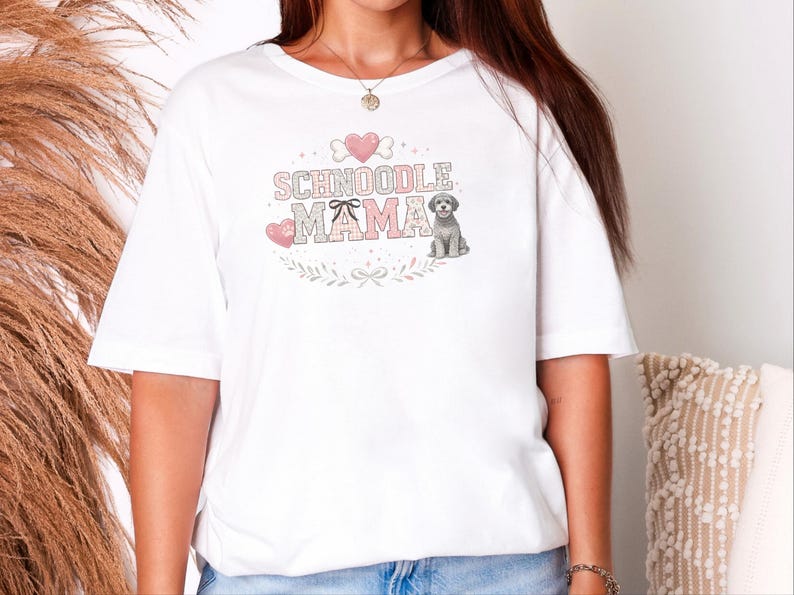 Schnoodle Mama Shirt, Schnoodle Lover Tee, Dog Mom Apparel, Cross-Breed Doodle Owner Gift, Pet Parent Wear, Trendy Comfy Everyday Top image 1