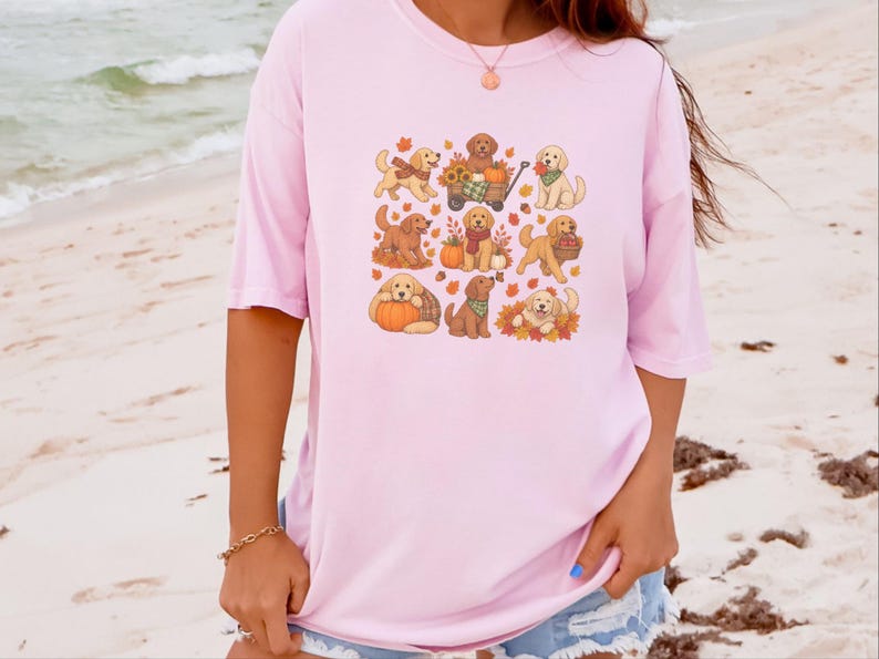 Golden Retriever Fall Shirt, Golden Retriever Gift, Autumn Dog Lover Tee, Pumpkin Patch Sweatshirt image 2