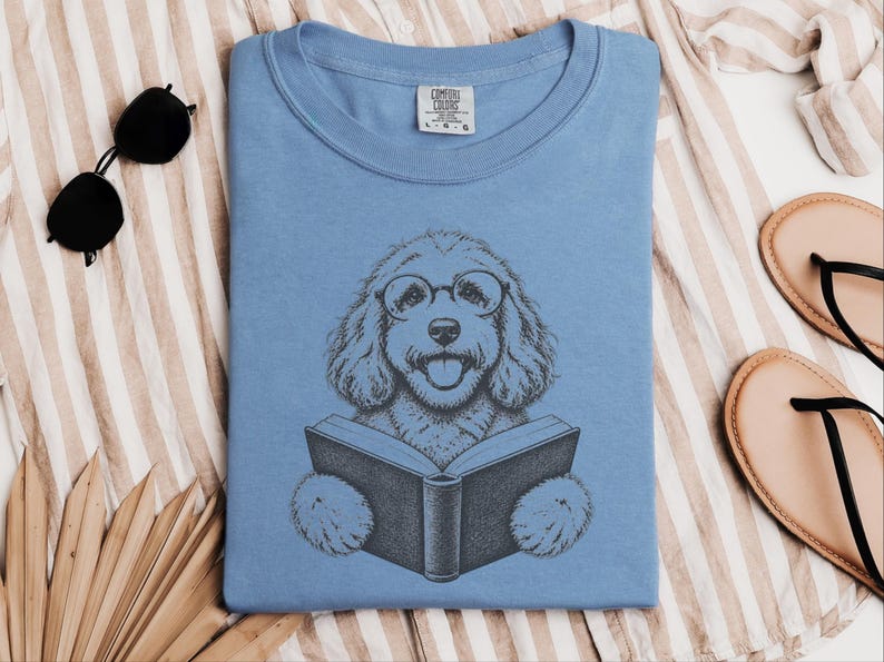 Camiseta para perro lector, camiseta para perro aficionado a los libros, regalo para amantes de los Cockapoo, camiseta de biblioteca, regalo vintage para mamás de Doodle, regalo para dueños de perros imagen 7