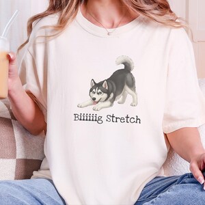 Comfort Colors Husky-Hundeshirt, extra großes Stretch-T-Shirt mit sibirischem Husky-Motiv, lustiges schwarz-weißes Oberteil für Haustierbesitzer, Tier-T-Shirt, lustiges Husky-T-Shirt Bild 7