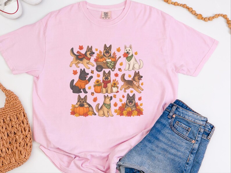 German Shepherd Fall Shirt, Autumn Dog Mom Gift, Cozy Season Sweatshirt, Puppy Lover Tee image 8
