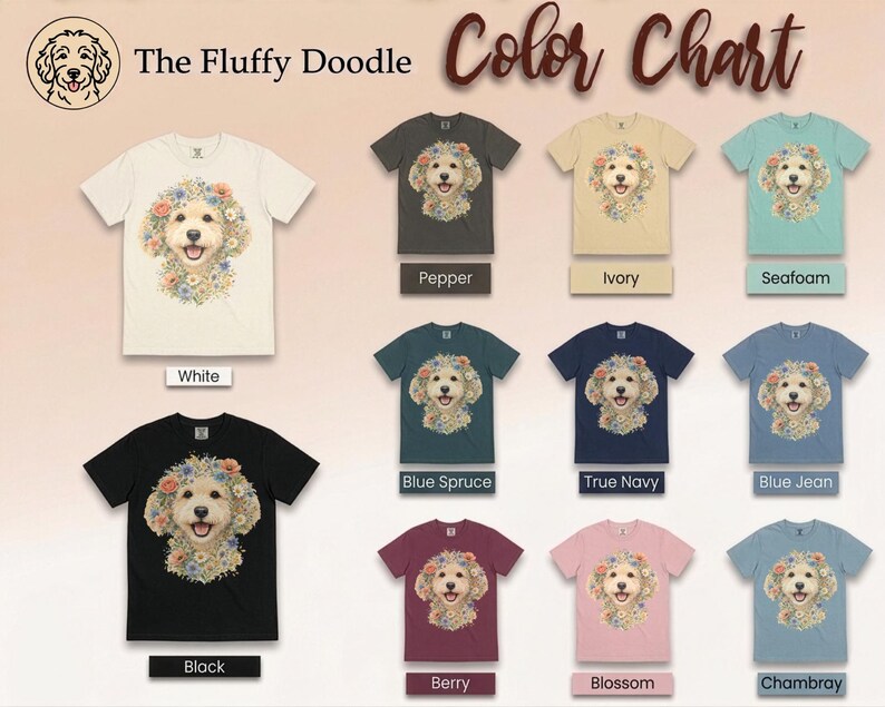 Comfort Colors Golden Labradoodle Shirt, Labradoodle Floral Face Design, Goldendoodle Mom Watercolor Pet Art, Cottagecore Print image 9