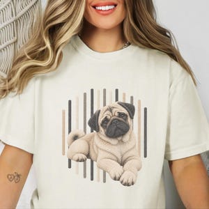Camiseta de perro carlino, regalo para amantes de los carlinos, camiseta con estampado de cachorro adorable, camiseta para mamás carlinos, camiseta con retrato de perro, camiseta para papás carlinos, ropa para amantes de las mascotas imagen 2