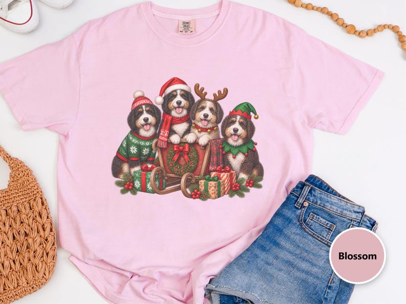 Christmas Bernedoodle Shirt, Festive Puppy Sweatshirt, Holiday Dog Lover Gift, Bernedoodle Christmas Gift, Winter Dog Shirt image 1