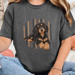 Dachshund Dog Shirt, Wiener Dog Mom Gift, Long Haired Doxie Tee, Dapple Dachshund Lover Present, Sausage Dog Art image 8