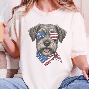 Comfort Colors Patriotic Schnoodle Dog Shirt, Independence Day Dog Mom Sweatshirt, Red White Blue American Flag Dog Lover Tee, Schnoodle Dad Bild 5