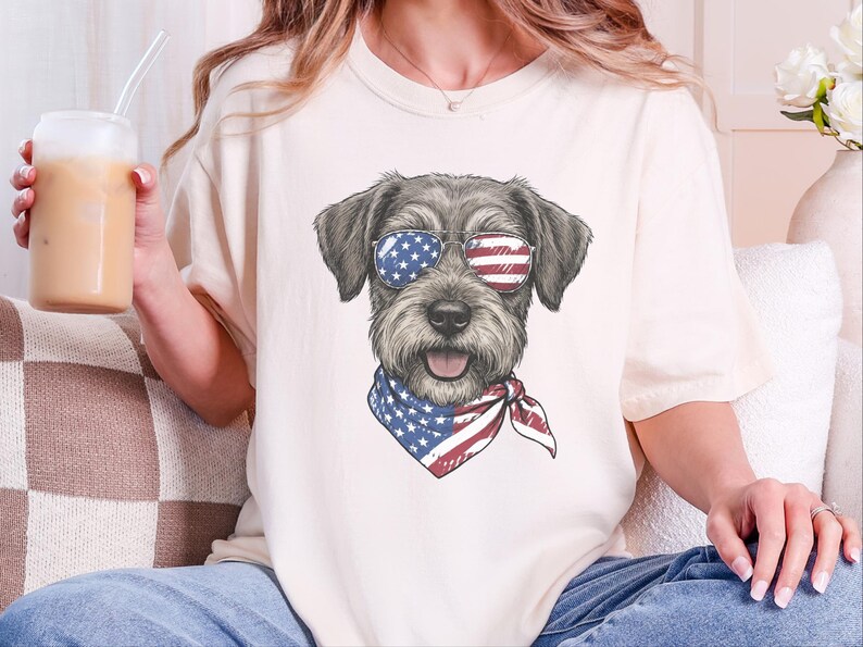 Comfort Colors Patriotic Schnoodle Dog Shirt, Independence Day Dog Mom Sweatshirt, Red White Blue American Flag Dog Lover Tee, Schnoodle Dad Bild 5