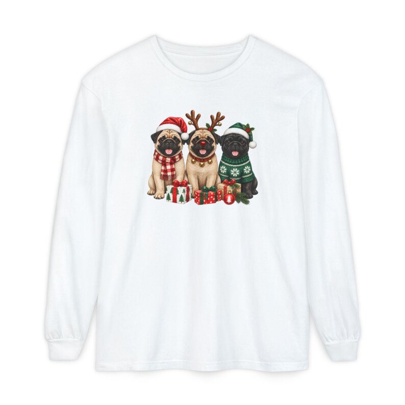 Christmas Pug Sweatshirt, Pug Christmas Gift, Holiday Dog Shirt, Pug Lover Sweatshirt, Festive Puppy Crewneck, Pug Mom Gift image 14