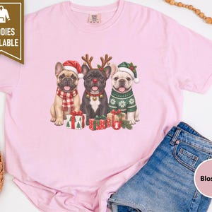 Christmas French Bulldog Shirt, Frenchie Christmas Gift, Holiday Dog Sweatshirt, Festive Pet Lover Tee, Cute Puppy Christmas Apparel image 6