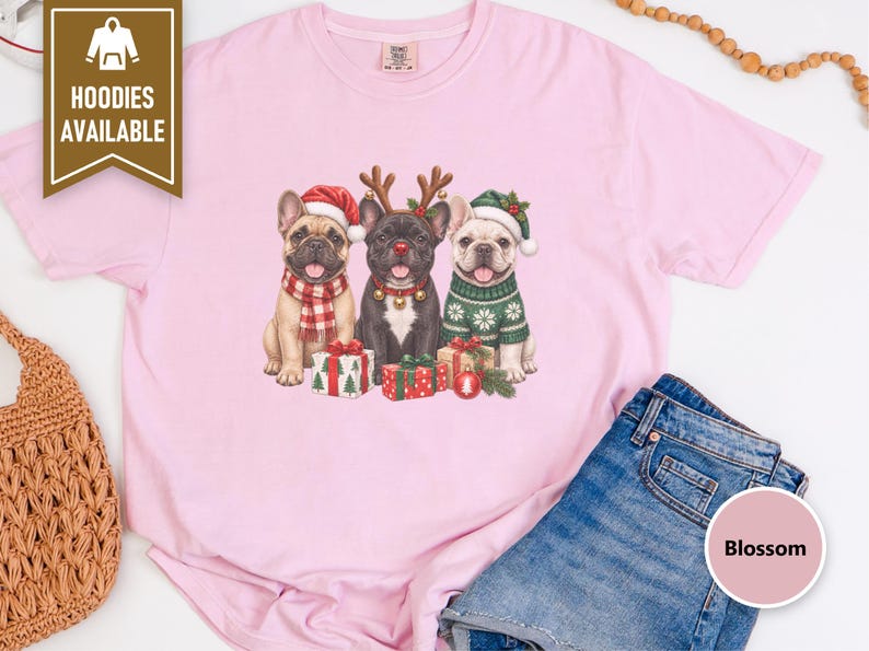 Christmas French Bulldog Shirt, Frenchie Christmas Gift, Holiday Dog Sweatshirt, Festive Pet Lover Tee, Cute Puppy Christmas Apparel image 6