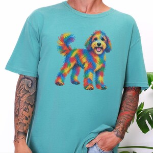 Sheepadoodle Shirt, Sheepadoodle Gift, Colorful Dog Art, Sheepadoodle Mom, Scribble Print, Pet Portrait Tee, Dog Lover Shirt image 4