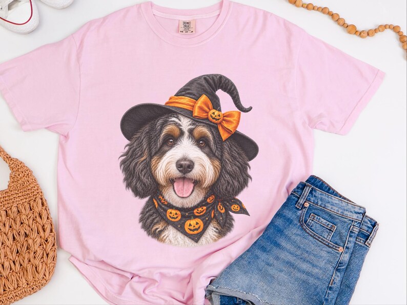 Bernedoodle Dog Halloween Shirt, Bernedoodle Mom Gift, Witch Dog Shirt, Spooky Dog Mom, Halloween Dog Lover Gift image 5