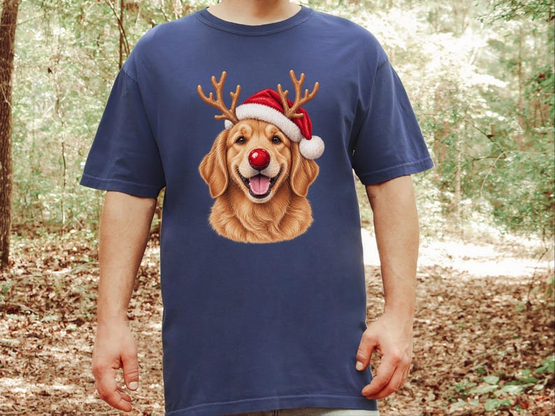 Weihnachtsshirt mit Golden Retriever-Motiv, festliches Hunde-Sweatshirt, Geschenk für Golden-Retriever-Mamas, Pullover mit Welpen-Ausschnitt, Weihnachtsshirt für Hundeliebhaber Bild 3