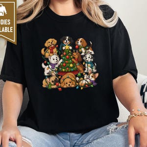 Christmas Dog Shirt, Holiday Puppies Gift, Festive Dogs Tee, Cute Puppy Christmas Sweater, Dog Lover Gift Idea image 6