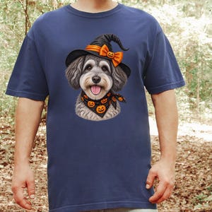 Witch Dog Shirt, Halloween Dog Mom, Schnoodle Mom Gift, Spooky Dog Sweatshirt, Fall Doodle Dog Tee image 8