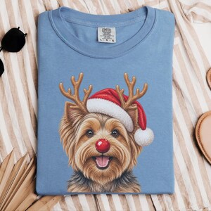 Christmas Yorkie Shirt, Holiday Dog Mom Gift, Festive Yorkie Lover Tee, Santa Paws Sweatshirt, Christmas Pet Owner Shirt image 5