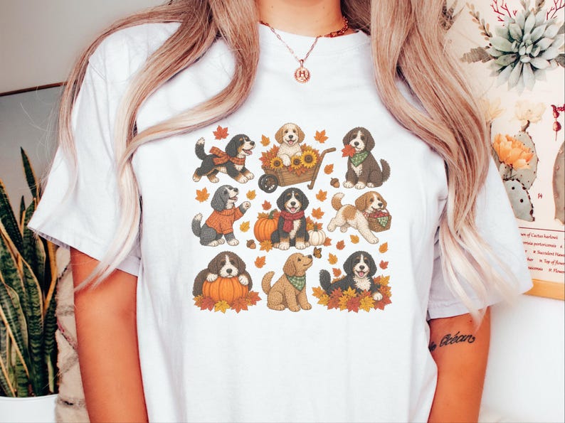 Herbstliches Bernedoodle-Shirt, Geschenk für Bernedoodle-Mama, Herbstliches Hunde-T-Shirt, Kürbis-Sweatshirt, Geschenk für Doodle-Liebhaber Bild 8