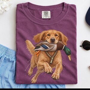 Golden Retriever Hunting Shirt, Duck Hunter Gift, Waterfowl Hunting Tee, Bird Dog Art Shirt, Duck Season Shirt, Outdoor Sportsman Gift image 8